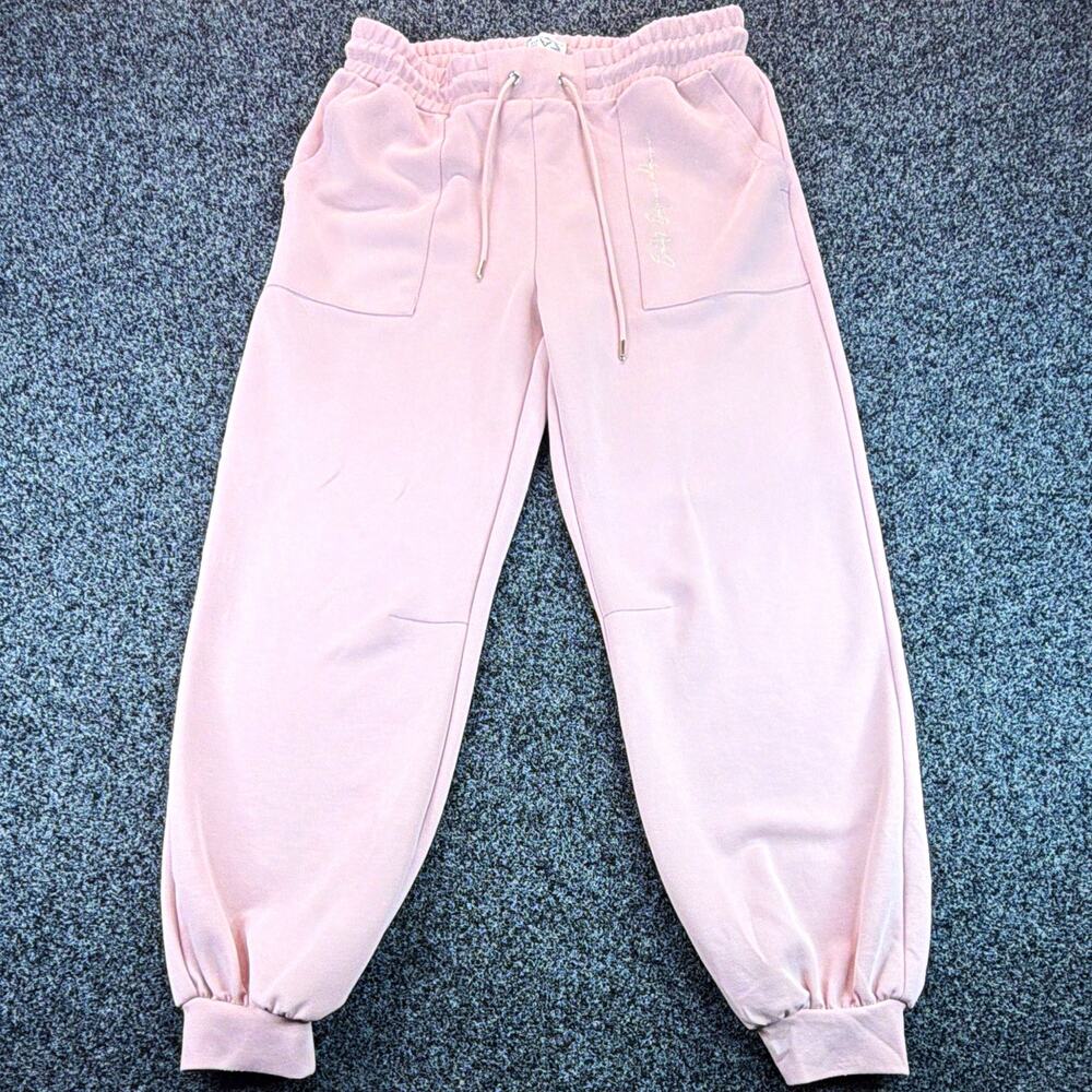 EA7 Emporio Armani Women's L Pink Polyester/Elastane Knit Jogger Pants Pockets